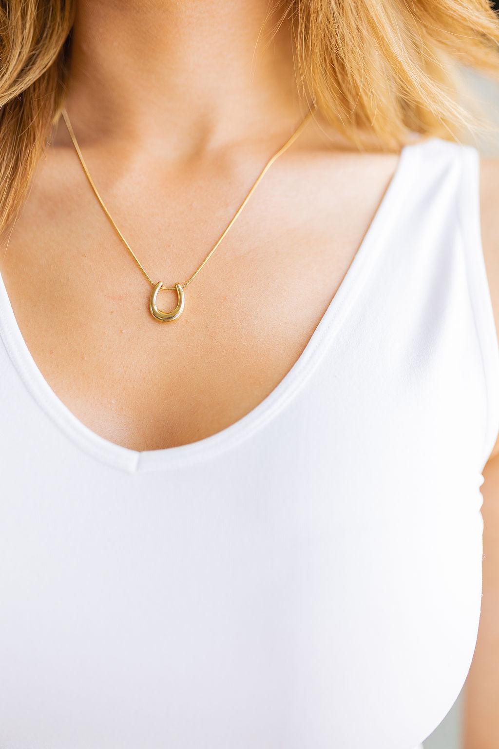 Lucky Horseshoe Pendant Necklace - Waverly Paige Boutique