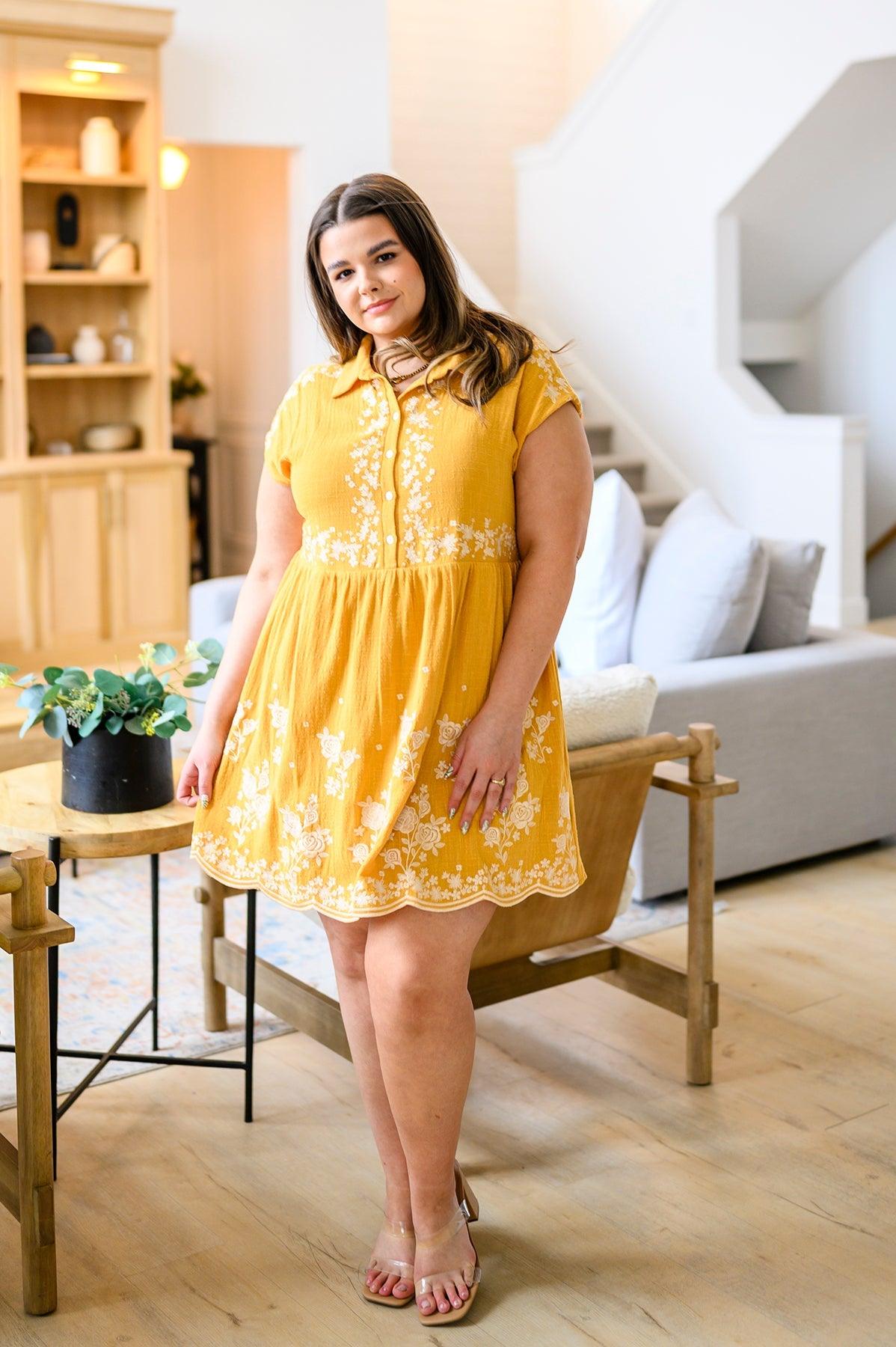 Marigold Embroidered Dress - Waverly Paige Boutique