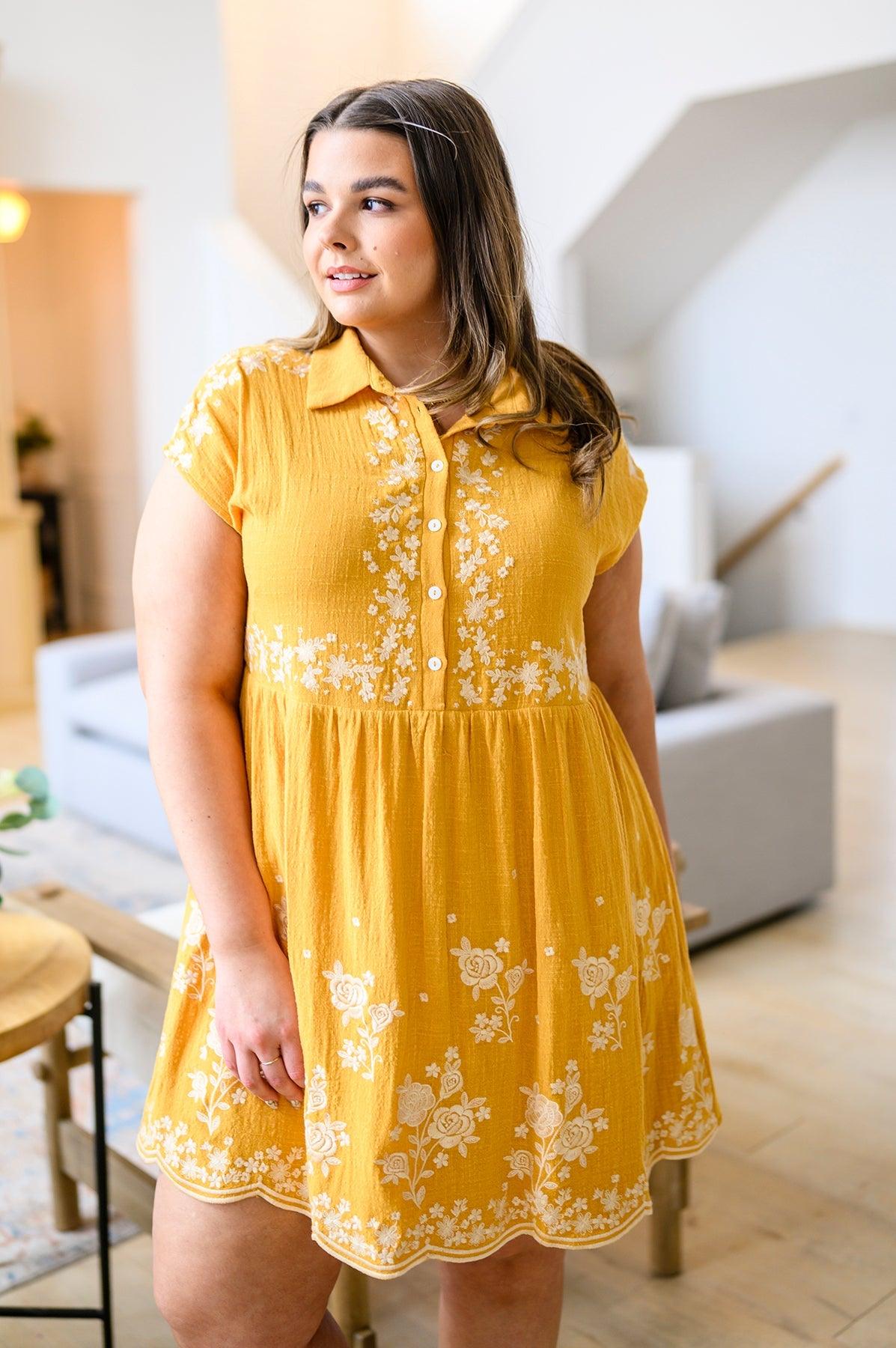 Marigold Embroidered Dress - Waverly Paige Boutique