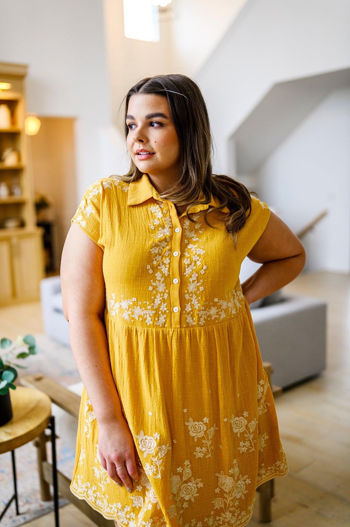 Marigold Embroidered Dress - Waverly Paige Boutique