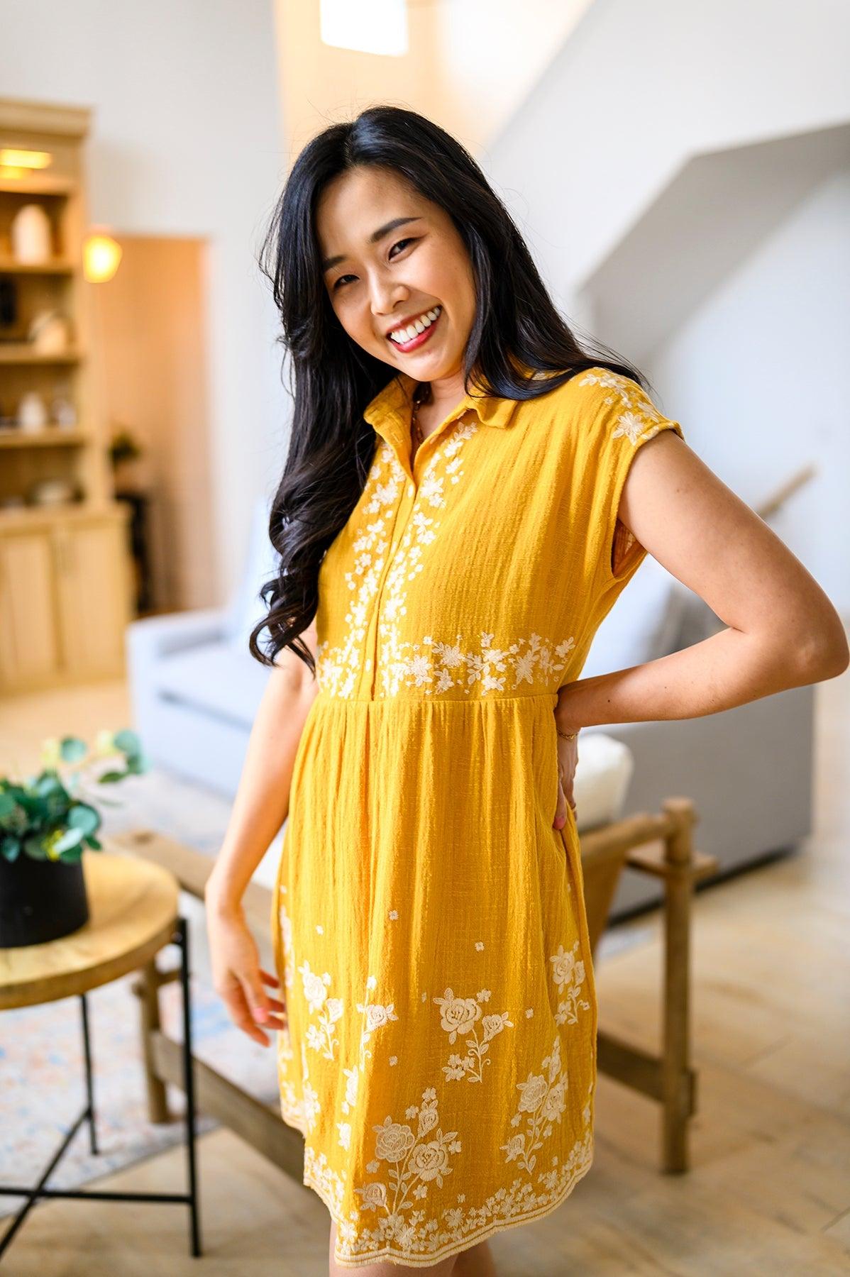 Marigold Embroidered Dress - Waverly Paige Boutique