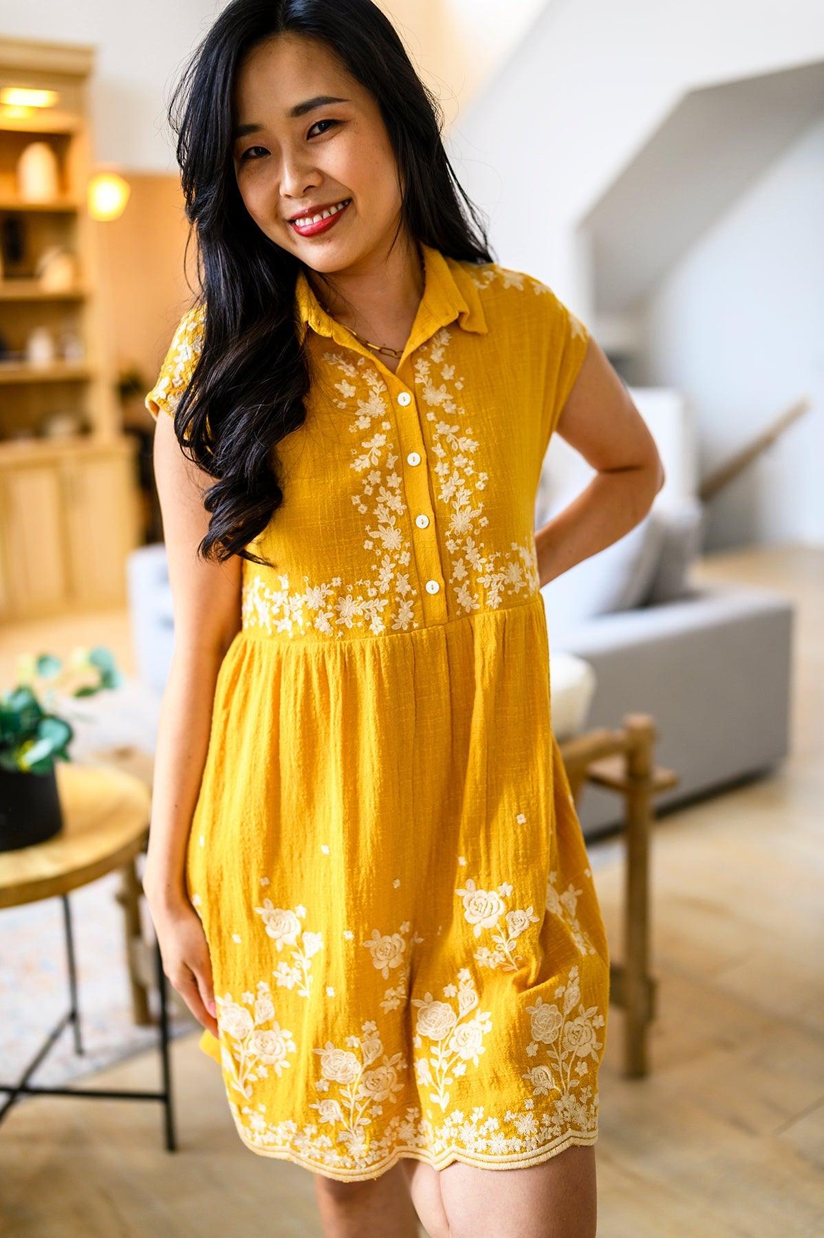 Marigold Embroidered Dress - Waverly Paige Boutique