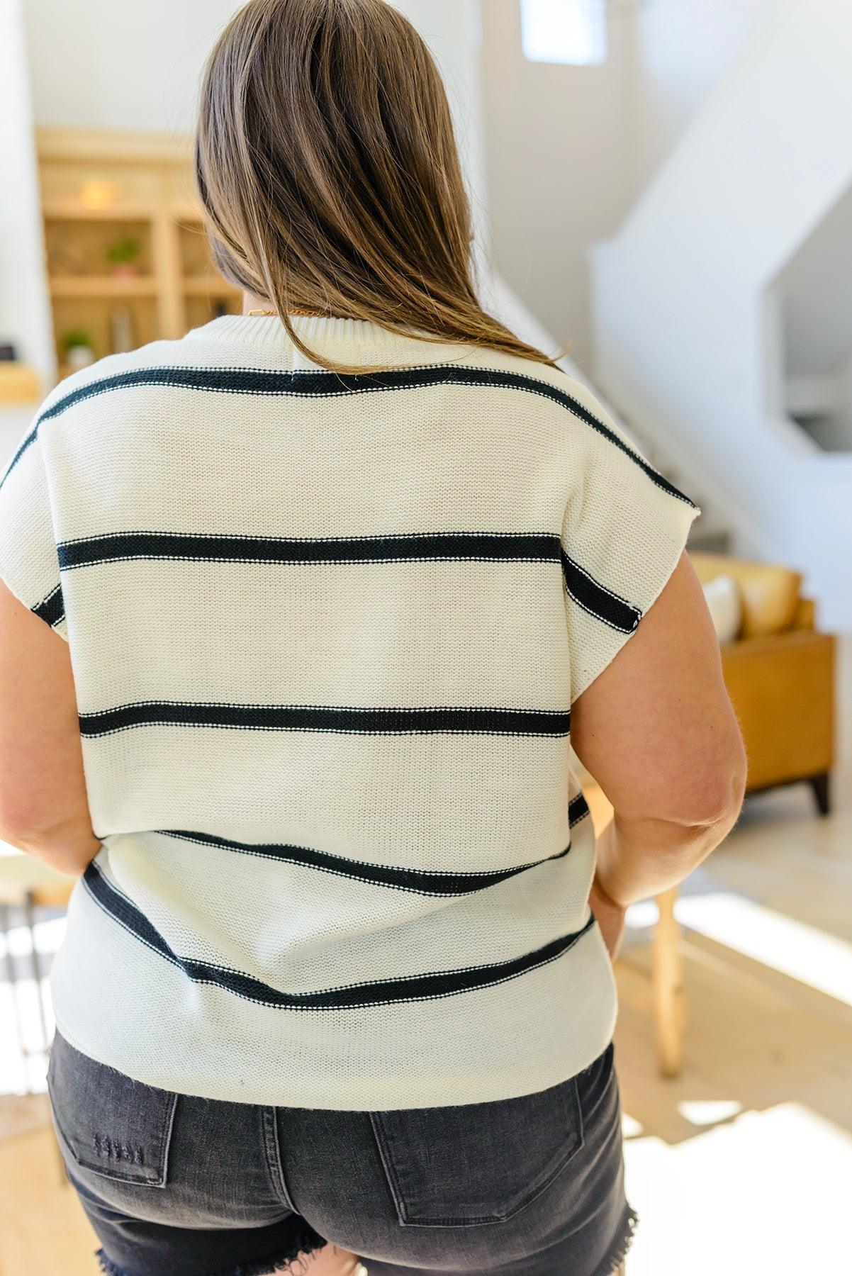 More or Less Striped Sleeveless Sweater - Waverly Paige Boutique