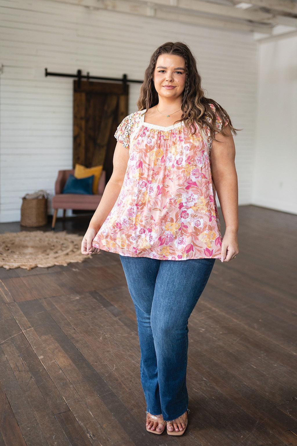 Not So Serious Floral Blouse in Pink - Waverly Paige Boutique