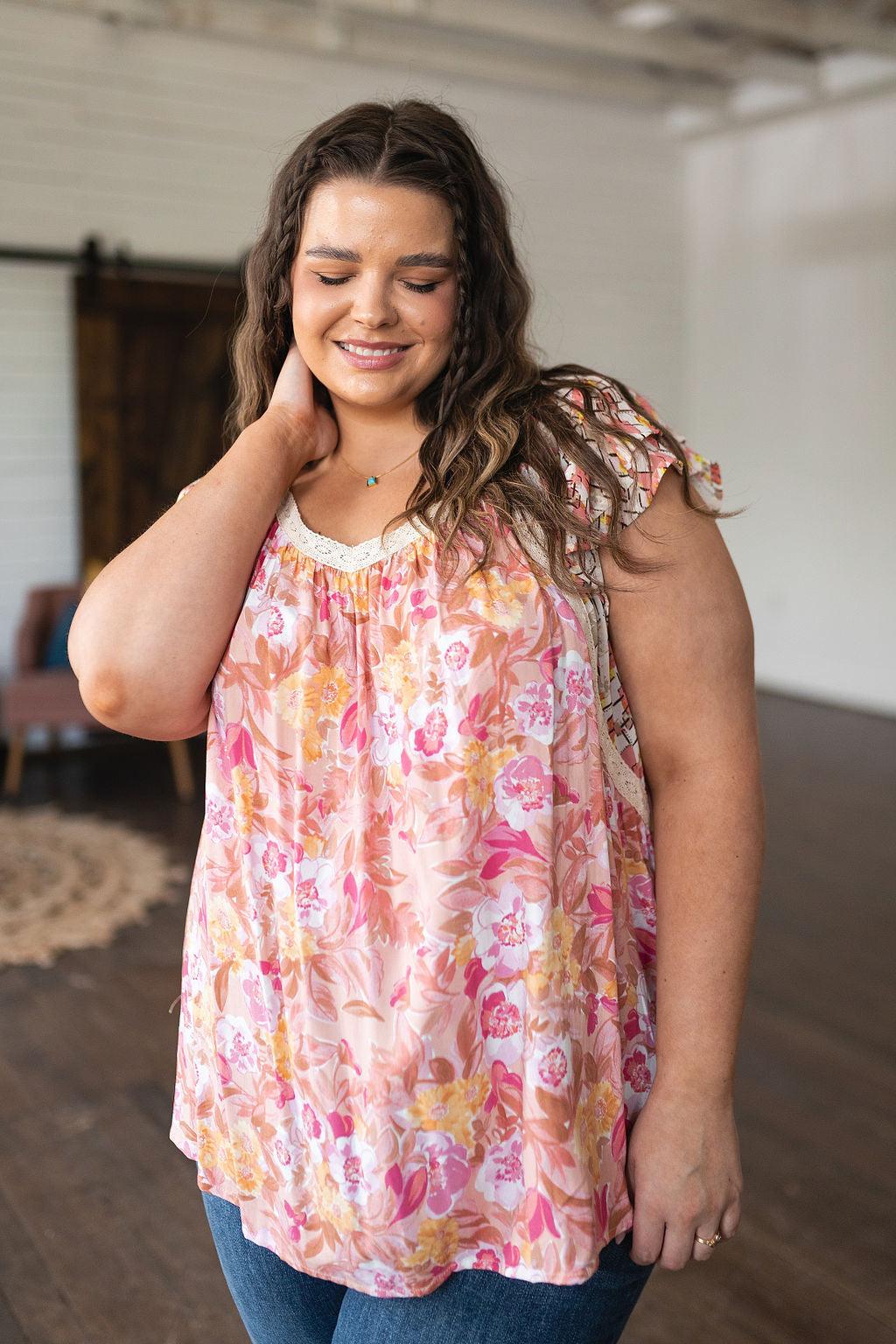 Not So Serious Floral Blouse in Pink - Waverly Paige Boutique