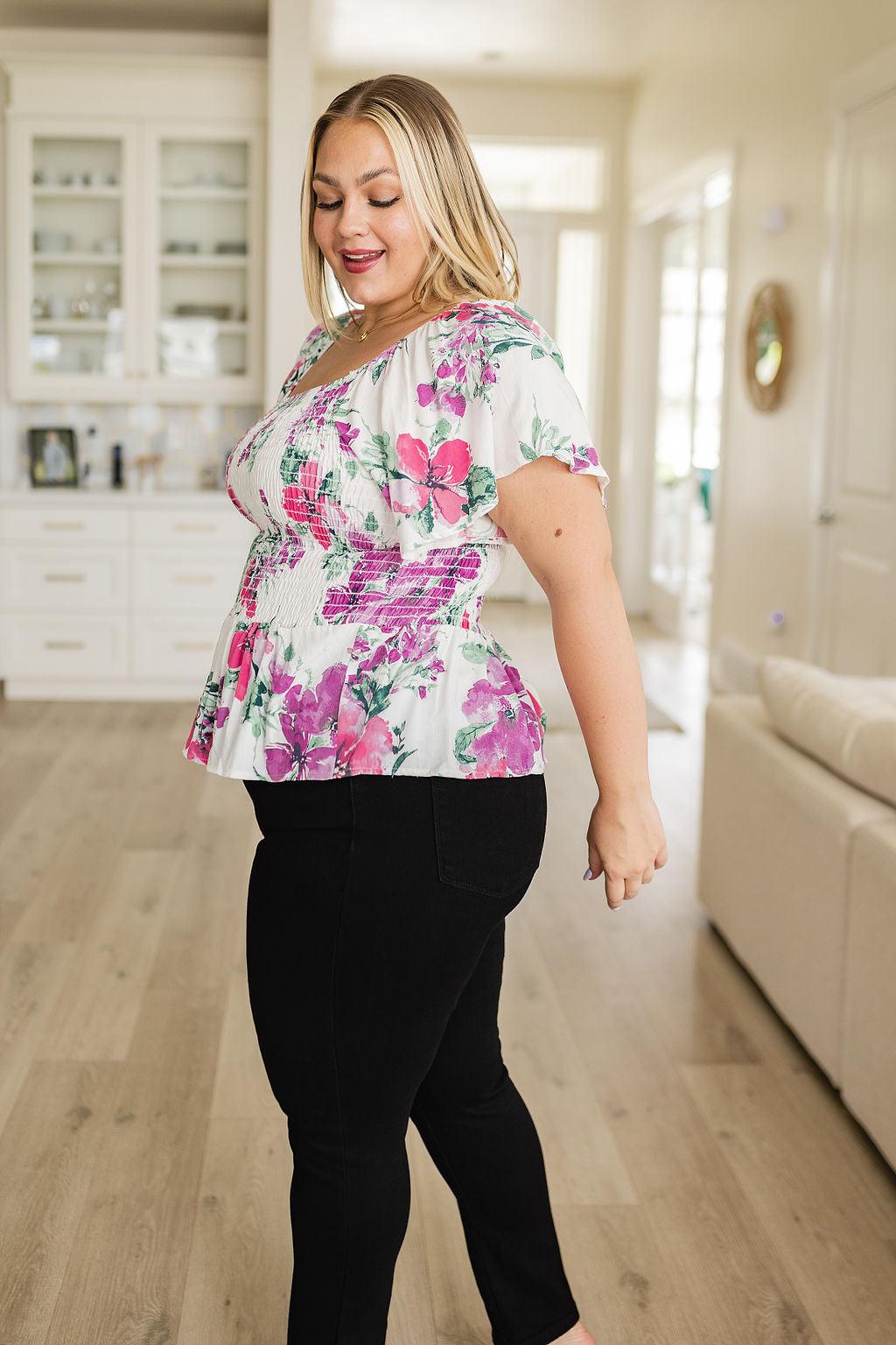 Oh So Simple Floral Blouse - Waverly Paige Boutique
