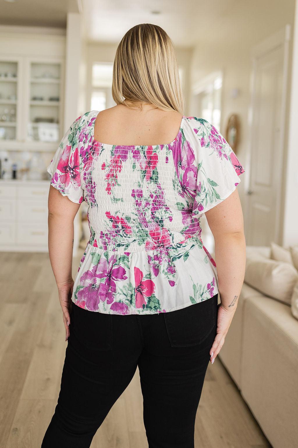 Oh So Simple Floral Blouse - Waverly Paige Boutique
