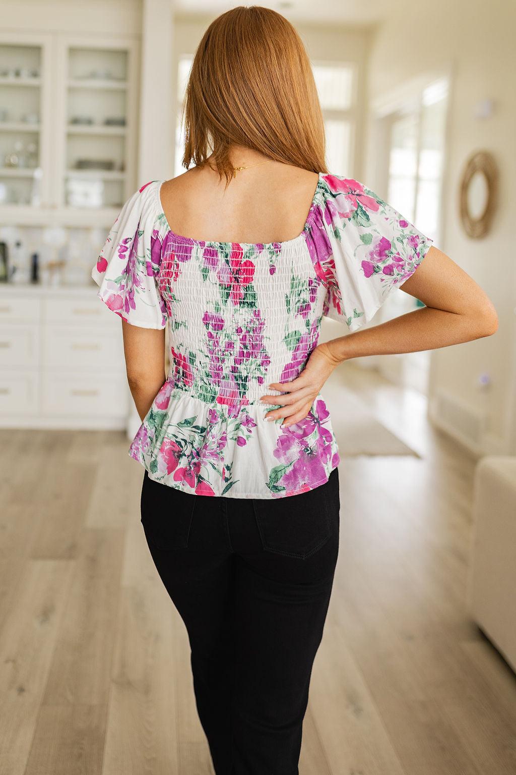 Oh So Simple Floral Blouse - Waverly Paige Boutique