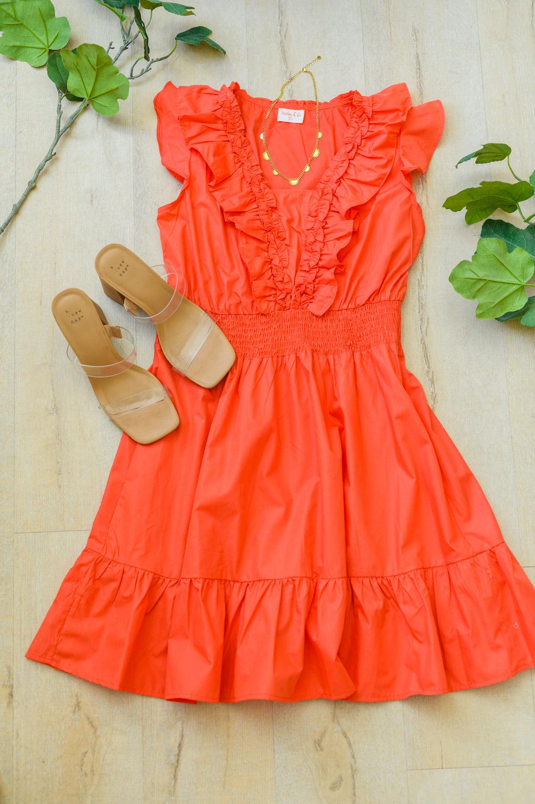 On Fire Ruffle Detail Dress - Waverly Paige Boutique