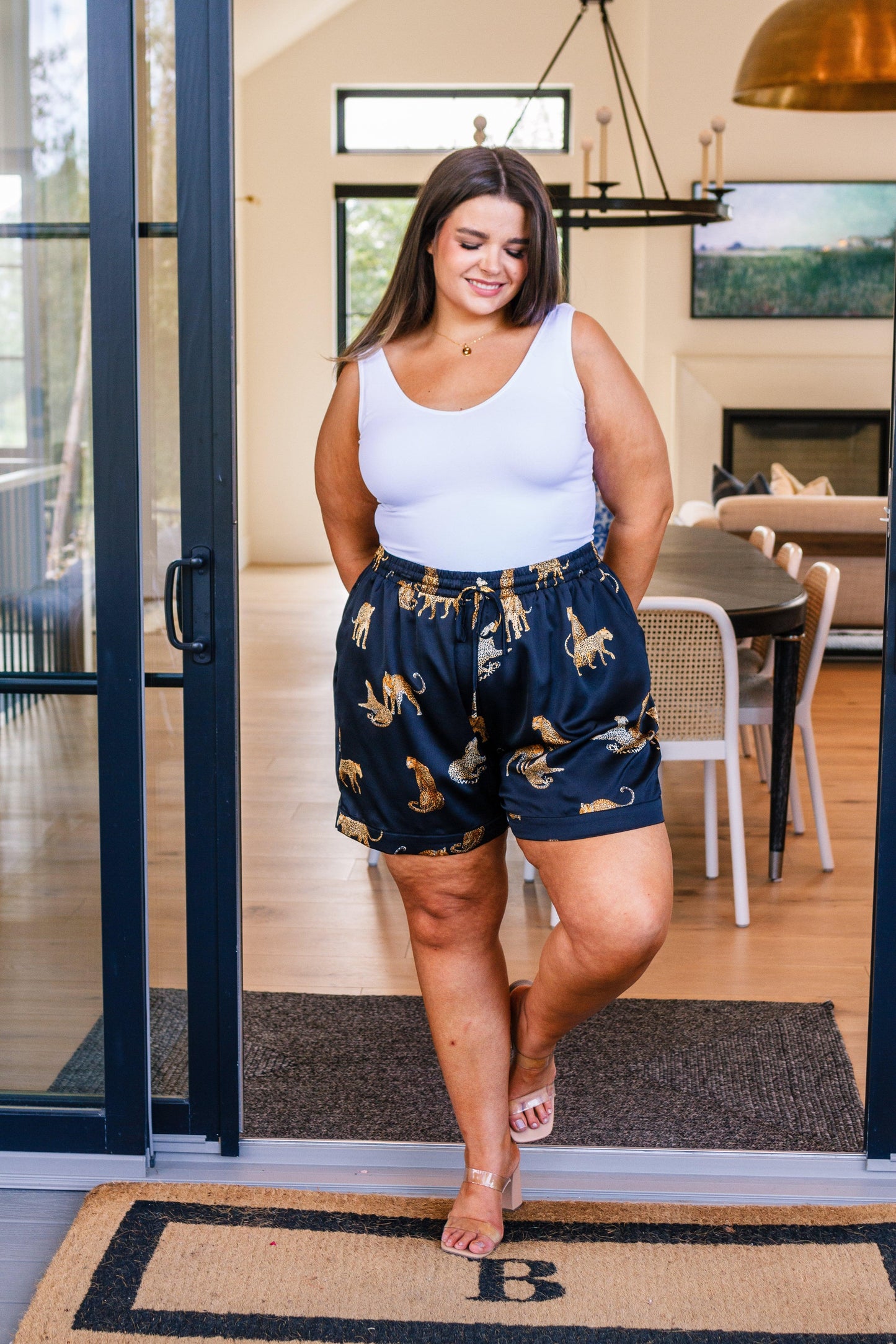 Party Animal Leopard Print Satin Set in Black - Waverly Paige Boutique