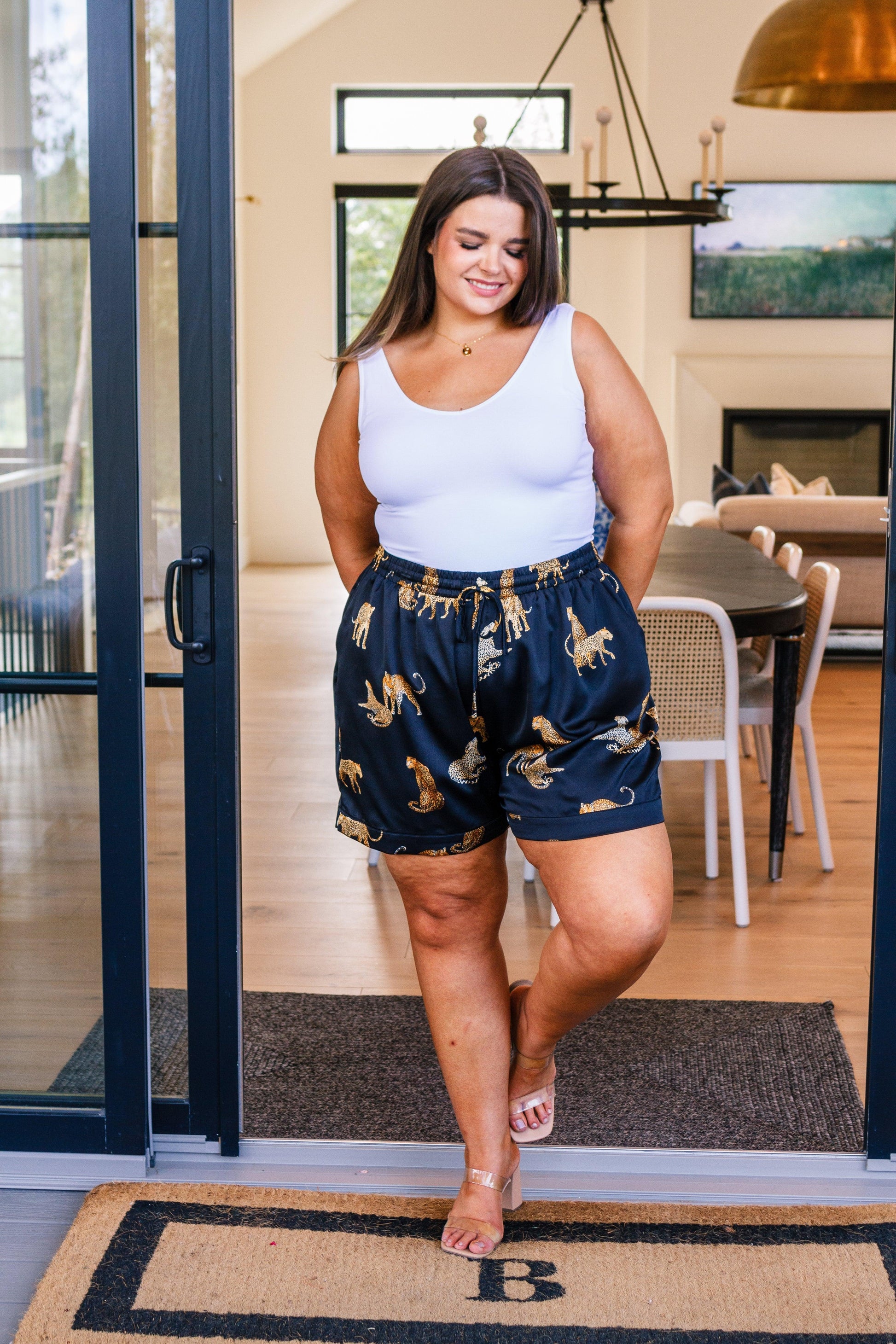 Party Animal Leopard Print Satin Set in Black - Waverly Paige Boutique