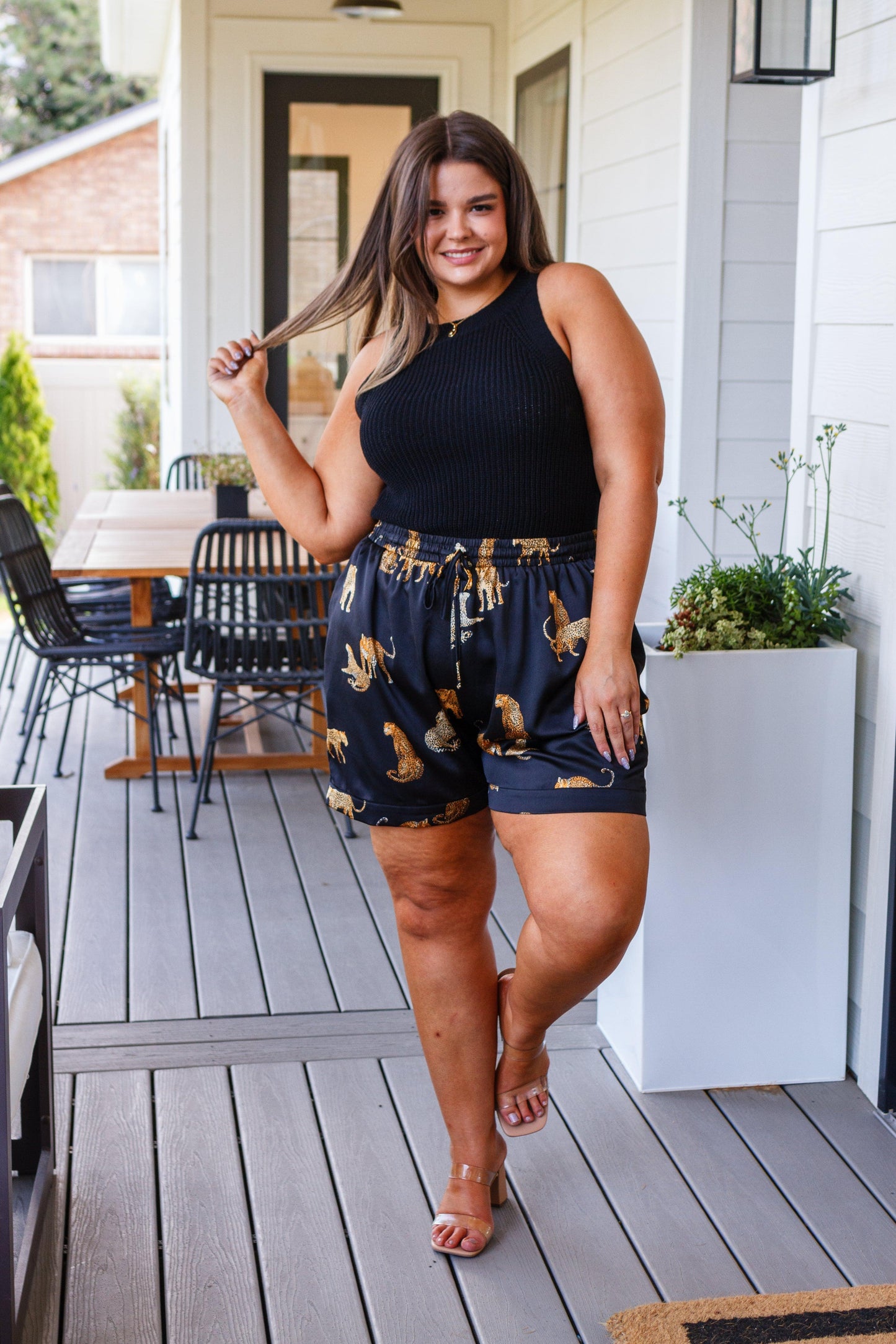Party Animal Leopard Print Satin Set in Black - Waverly Paige Boutique