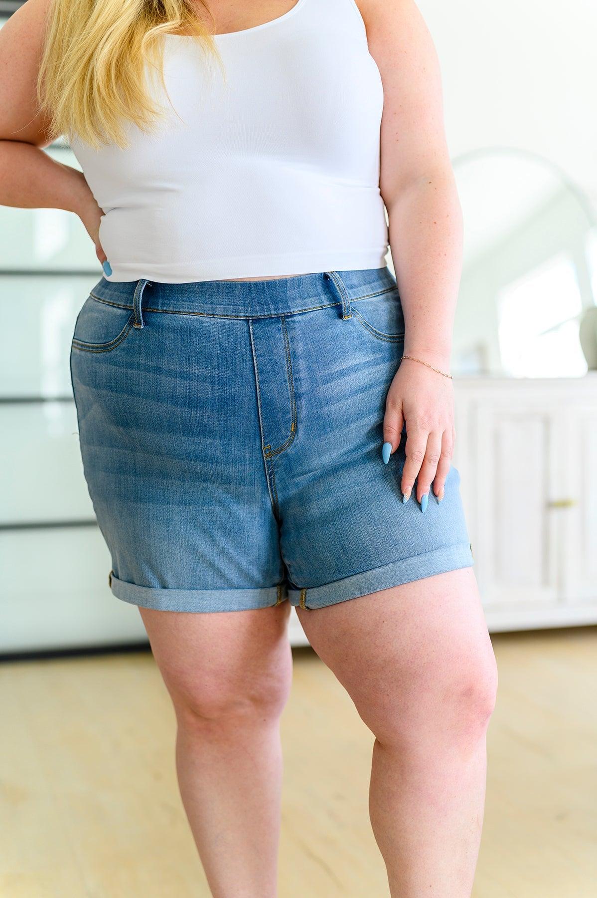 Perry High Rise Pull On Denim Shorts - Waverly Paige Boutique