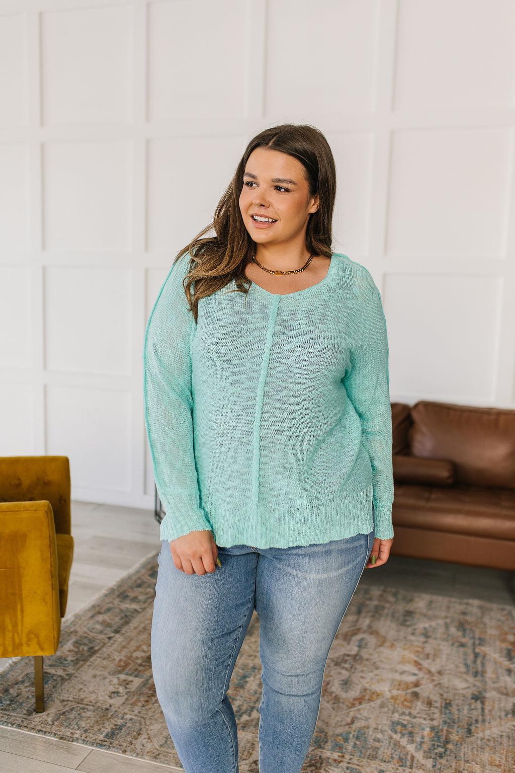 Relax With Me Knit Top in Aqua - Waverly Paige Boutique