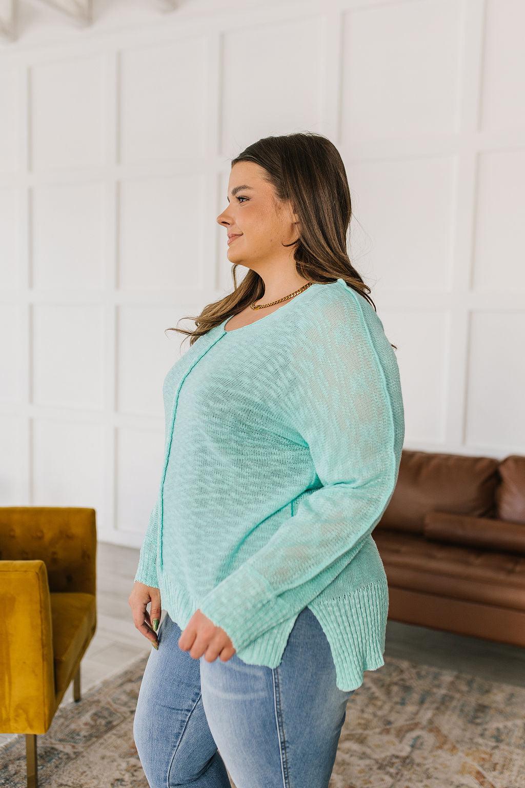Relax With Me Knit Top in Aqua - Waverly Paige Boutique