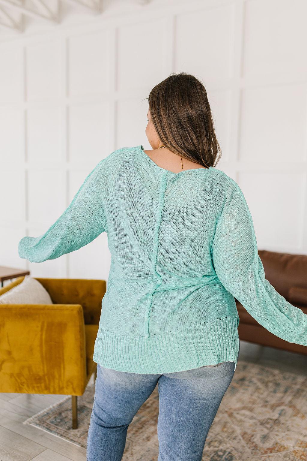 Relax With Me Knit Top in Aqua - Waverly Paige Boutique