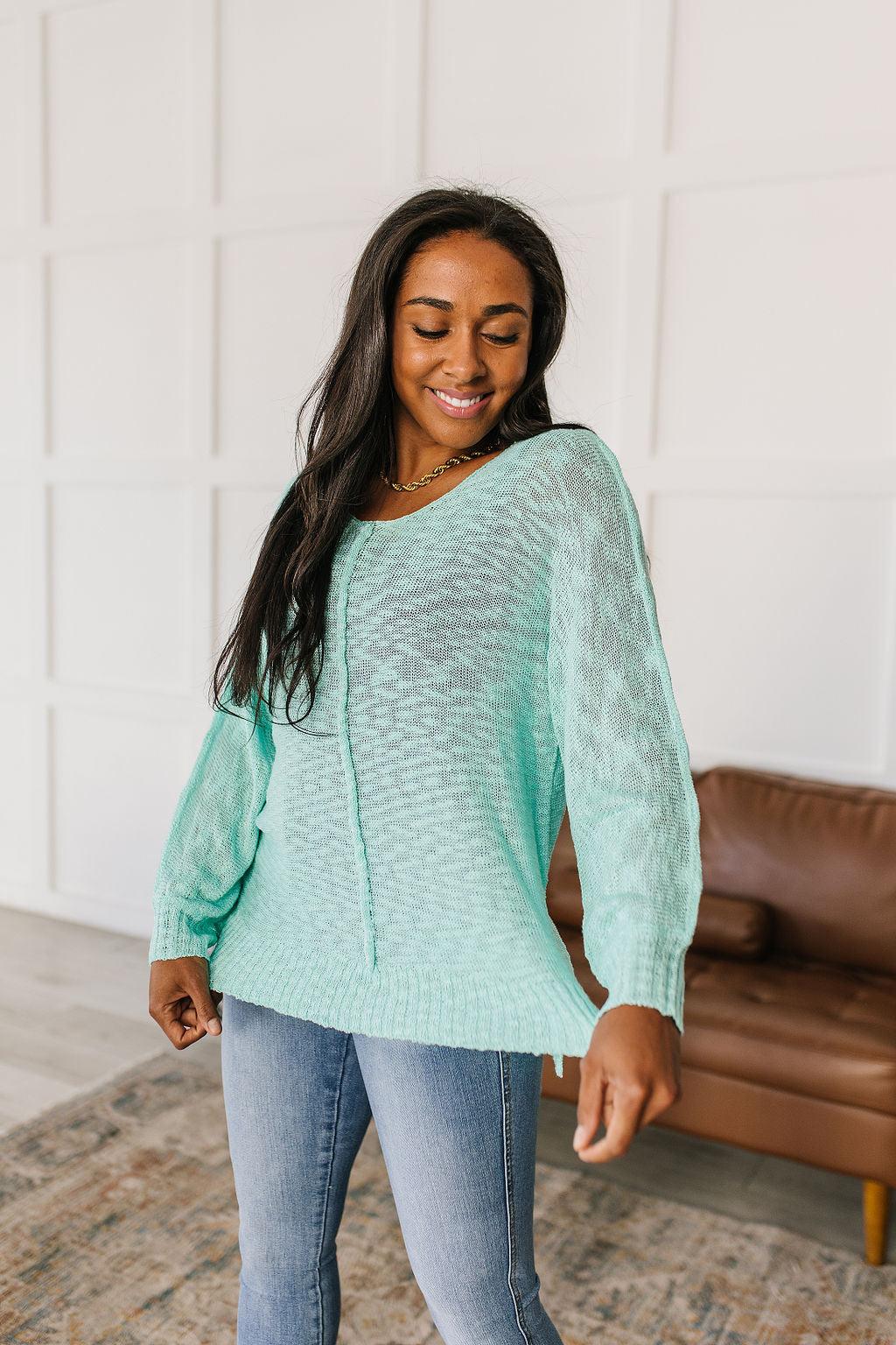 Relax With Me Knit Top in Aqua - Waverly Paige Boutique