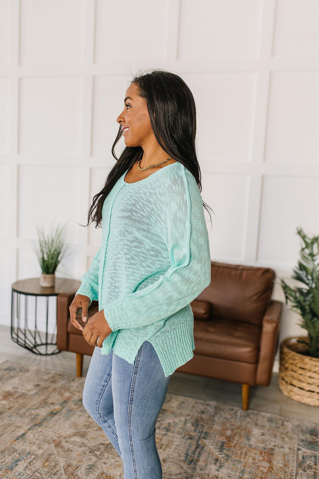 Relax With Me Knit Top in Aqua - Waverly Paige Boutique