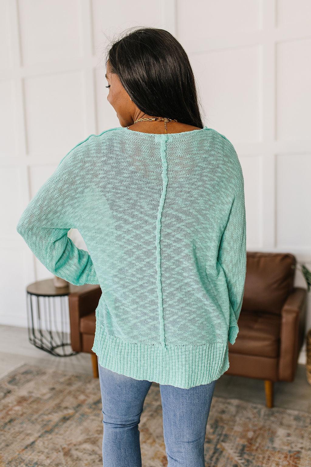 Relax With Me Knit Top in Aqua - Waverly Paige Boutique