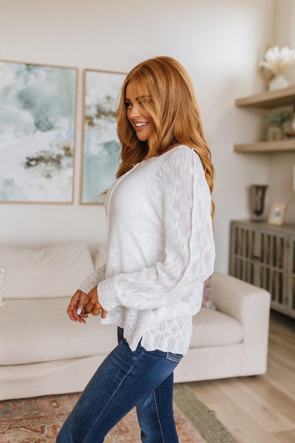 Relax With Me Knit Top in White - Waverly Paige Boutique