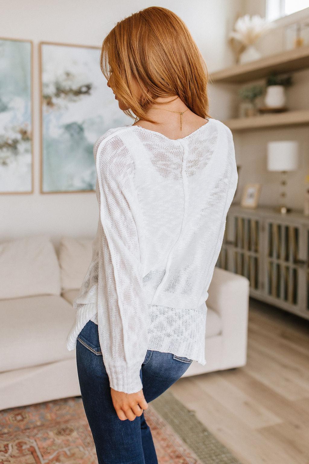 Relax With Me Knit Top in White - Waverly Paige Boutique