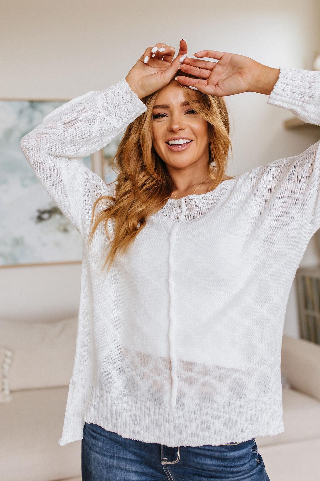 Relax With Me Knit Top in White - Waverly Paige Boutique