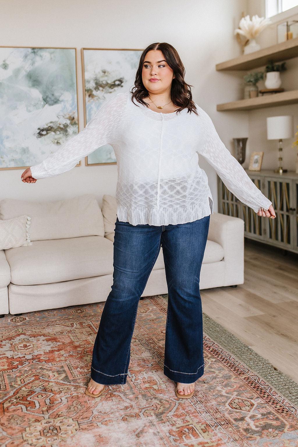 Relax With Me Knit Top in White - Waverly Paige Boutique