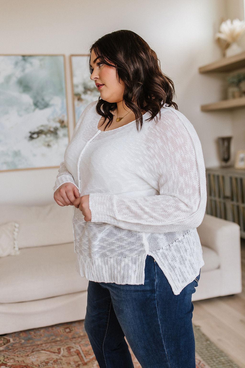 Relax With Me Knit Top in White - Waverly Paige Boutique
