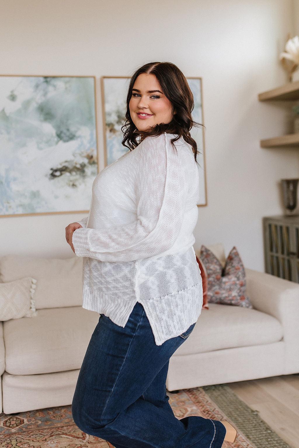 Relax With Me Knit Top in White - Waverly Paige Boutique