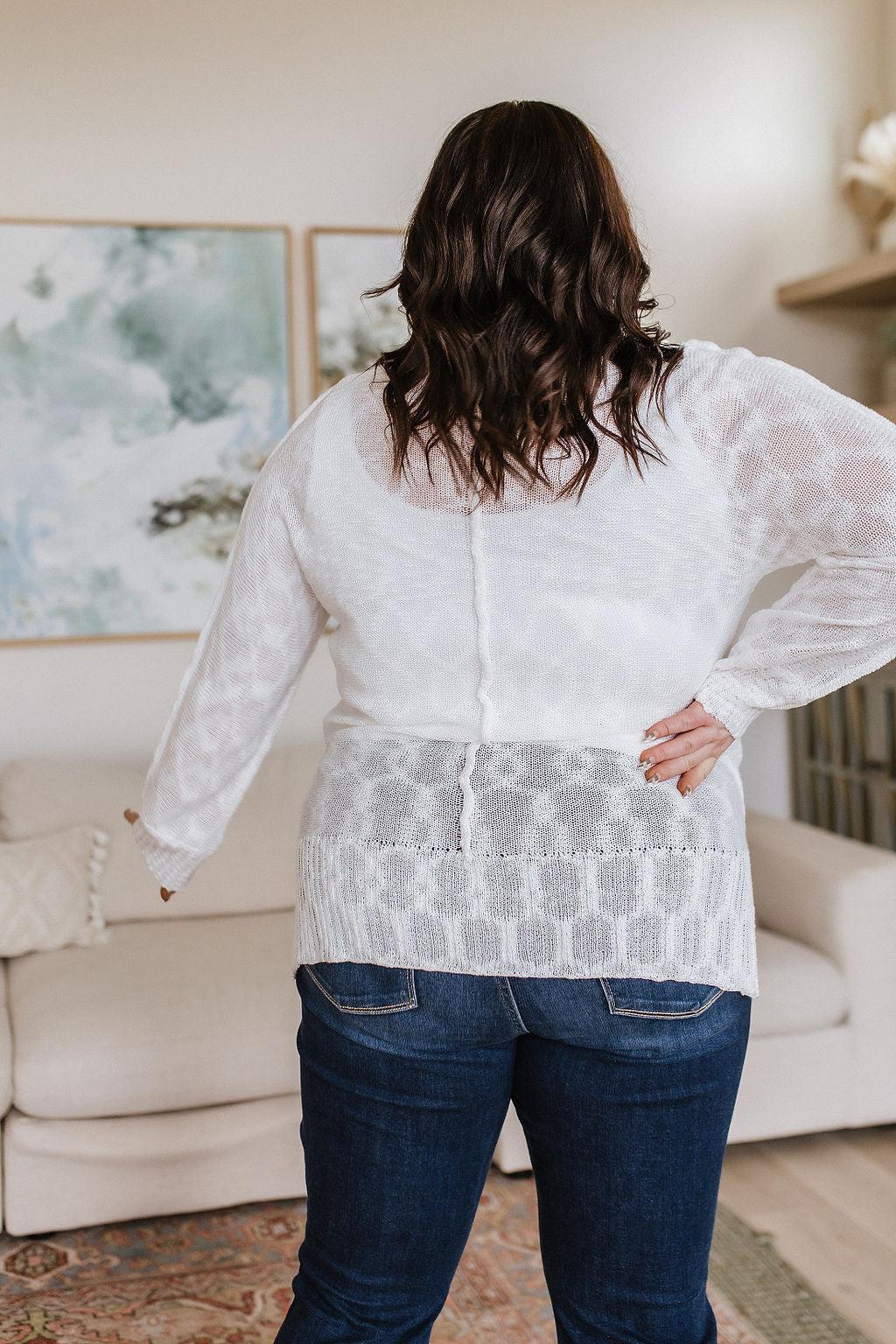 Relax With Me Knit Top in White - Waverly Paige Boutique