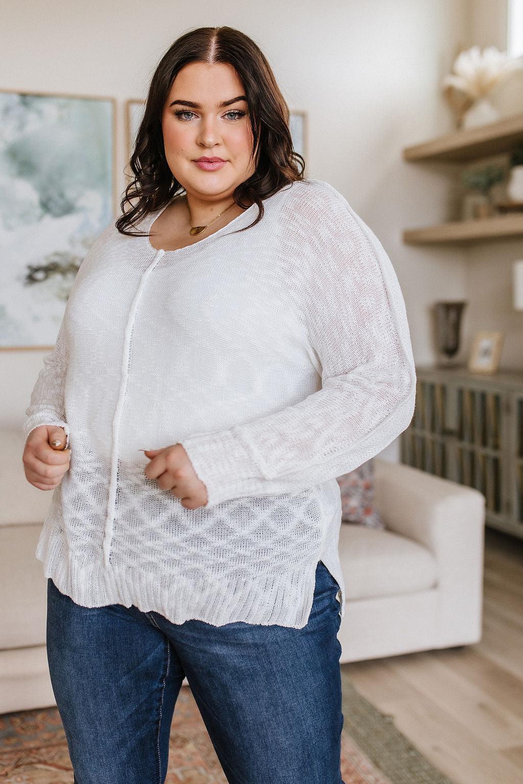 Relax With Me Knit Top in White - Waverly Paige Boutique
