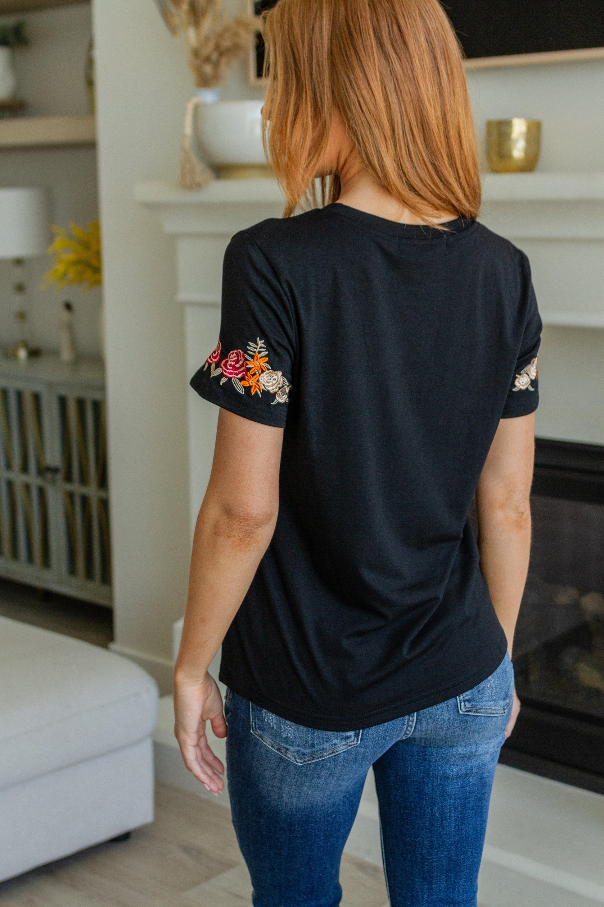Roses On My Sleeves Embroidered Top - Waverly Paige Boutique
