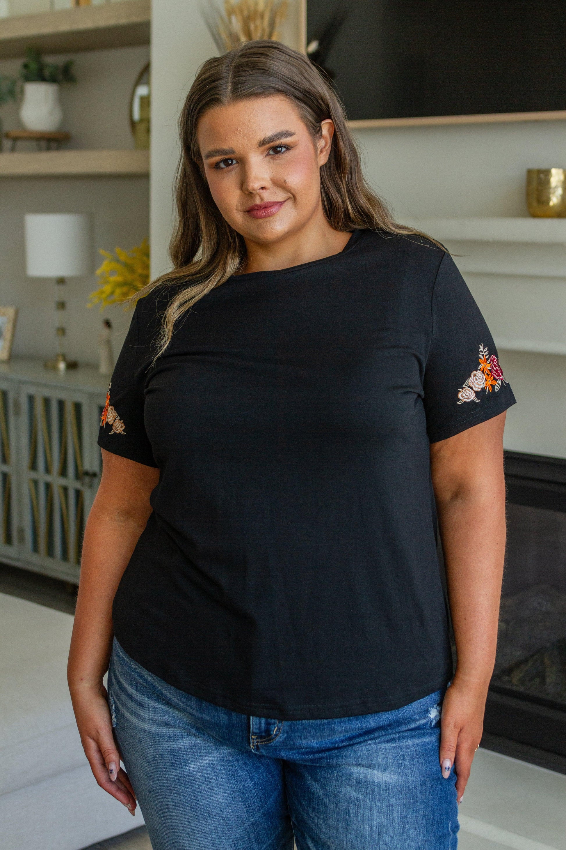 Roses On My Sleeves Embroidered Top - Waverly Paige Boutique