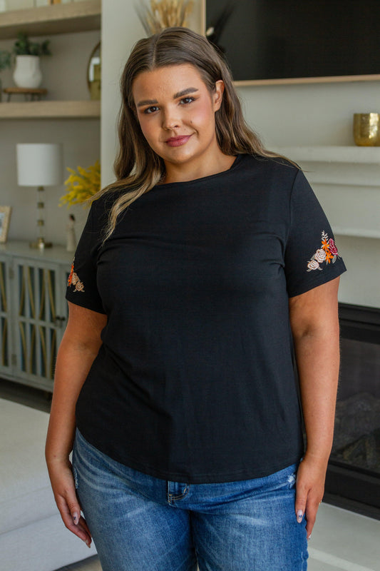 Roses On My Sleeves Embroidered Top - Waverly Paige Boutique