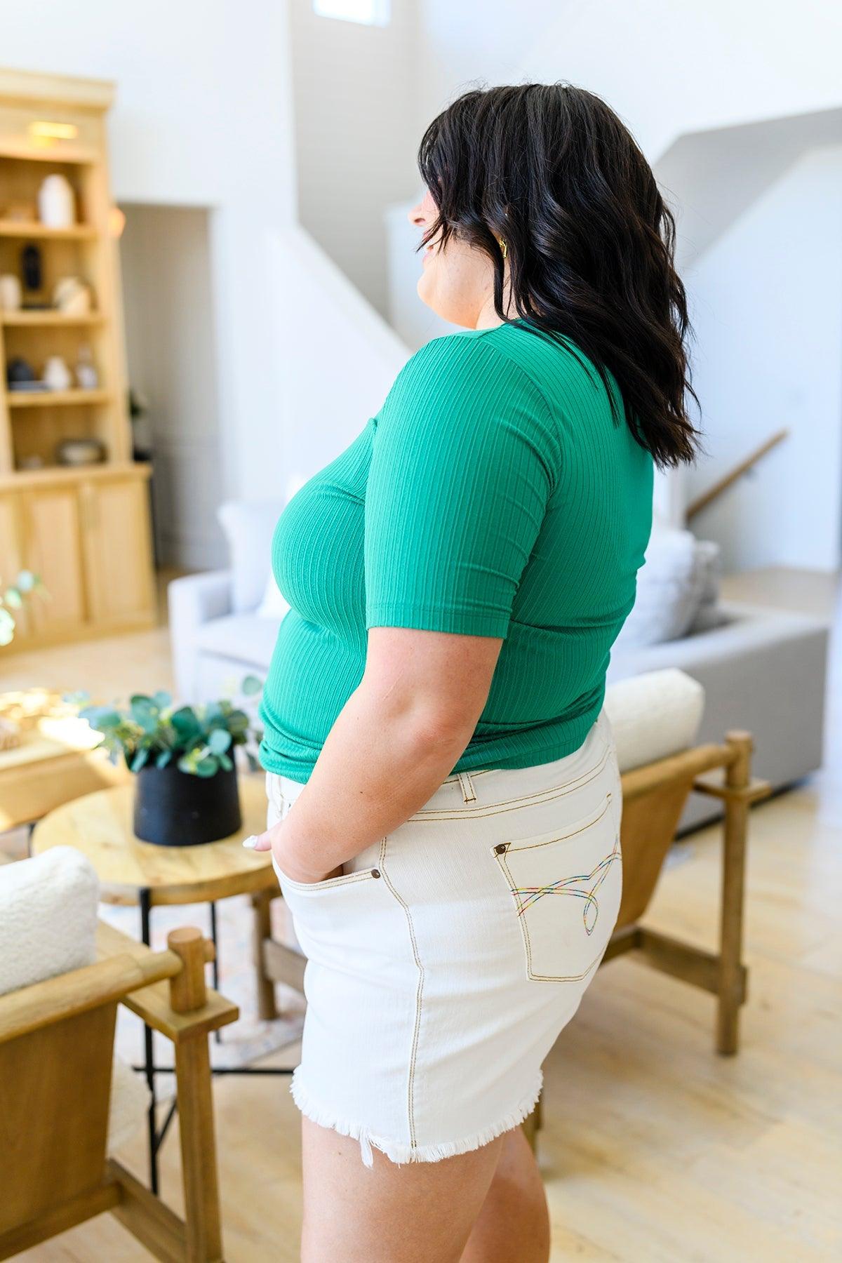 Sentimental Feelings Square Neck Top in Kelly Green - Waverly Paige Boutique