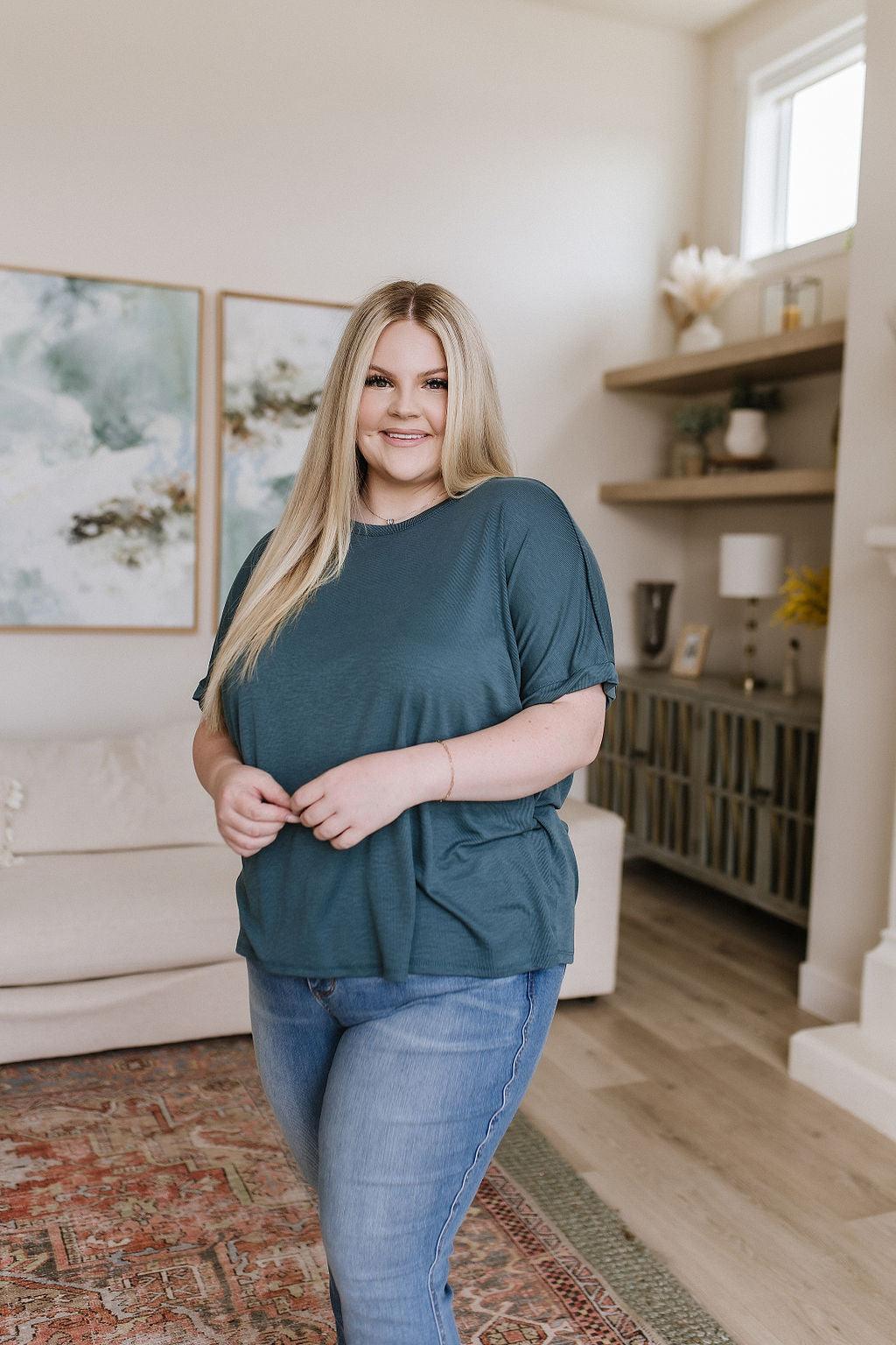 So Good Relaxed Fit Top in Dark Teal - Waverly Paige Boutique