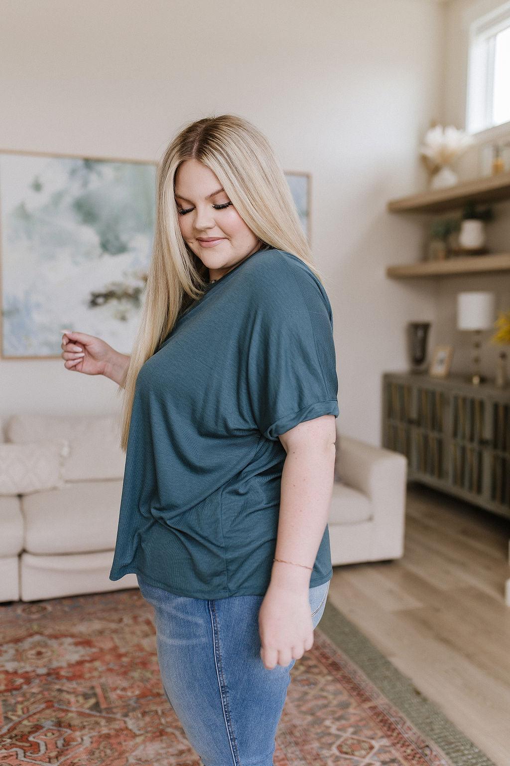 So Good Relaxed Fit Top in Dark Teal - Waverly Paige Boutique