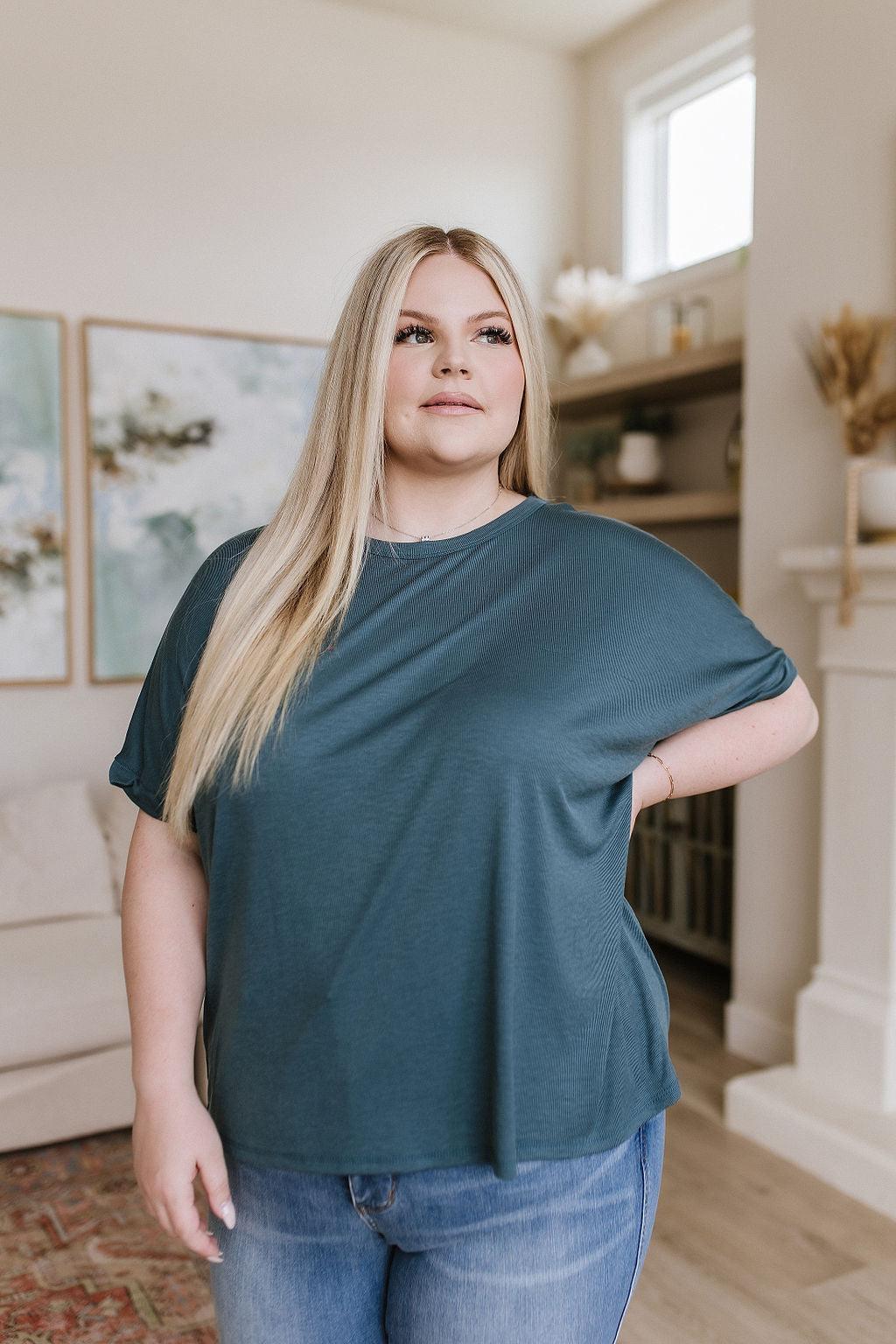 So Good Relaxed Fit Top in Dark Teal - Waverly Paige Boutique