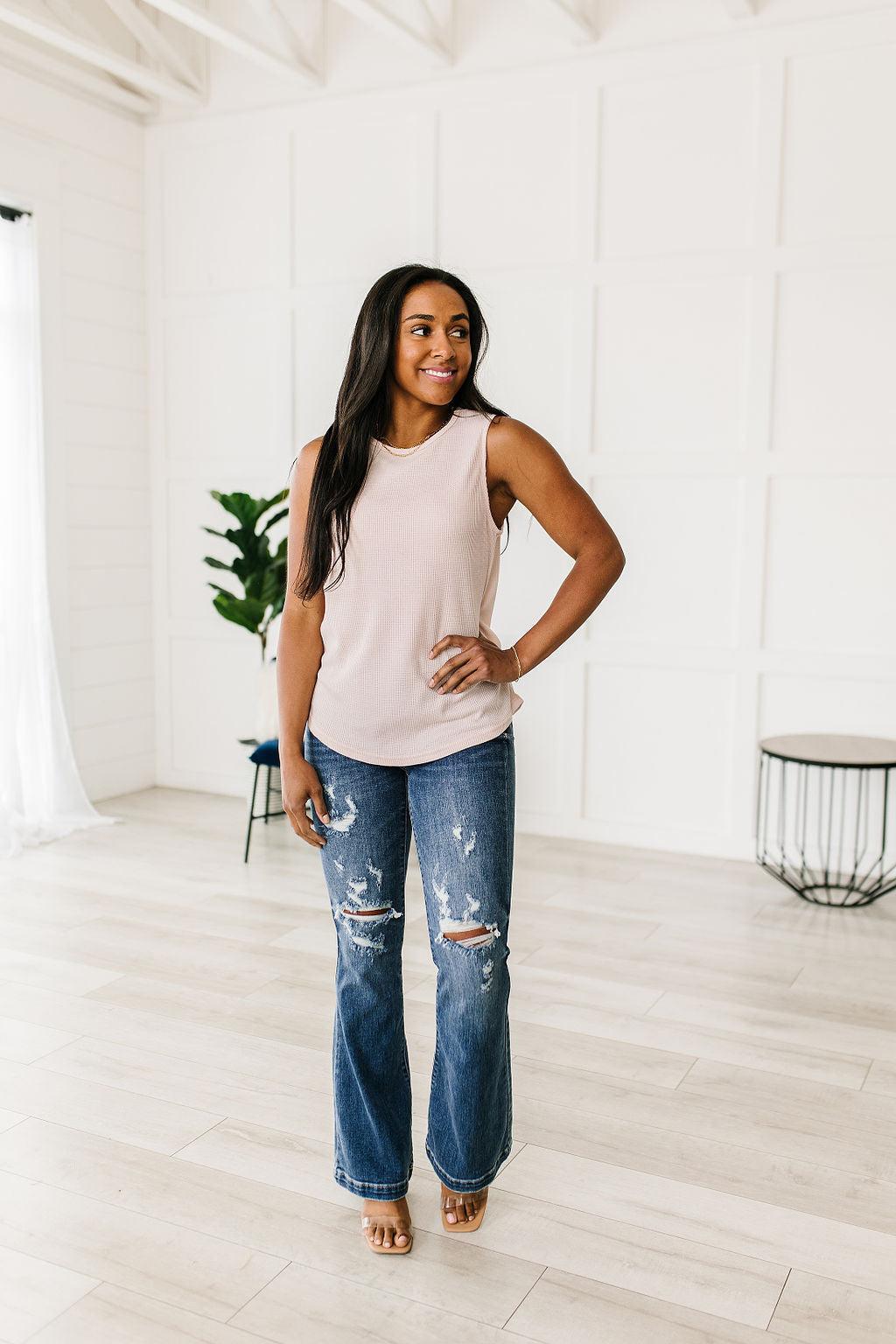 Susanna Waffle Knit Sleeveless Top - Waverly Paige Boutique