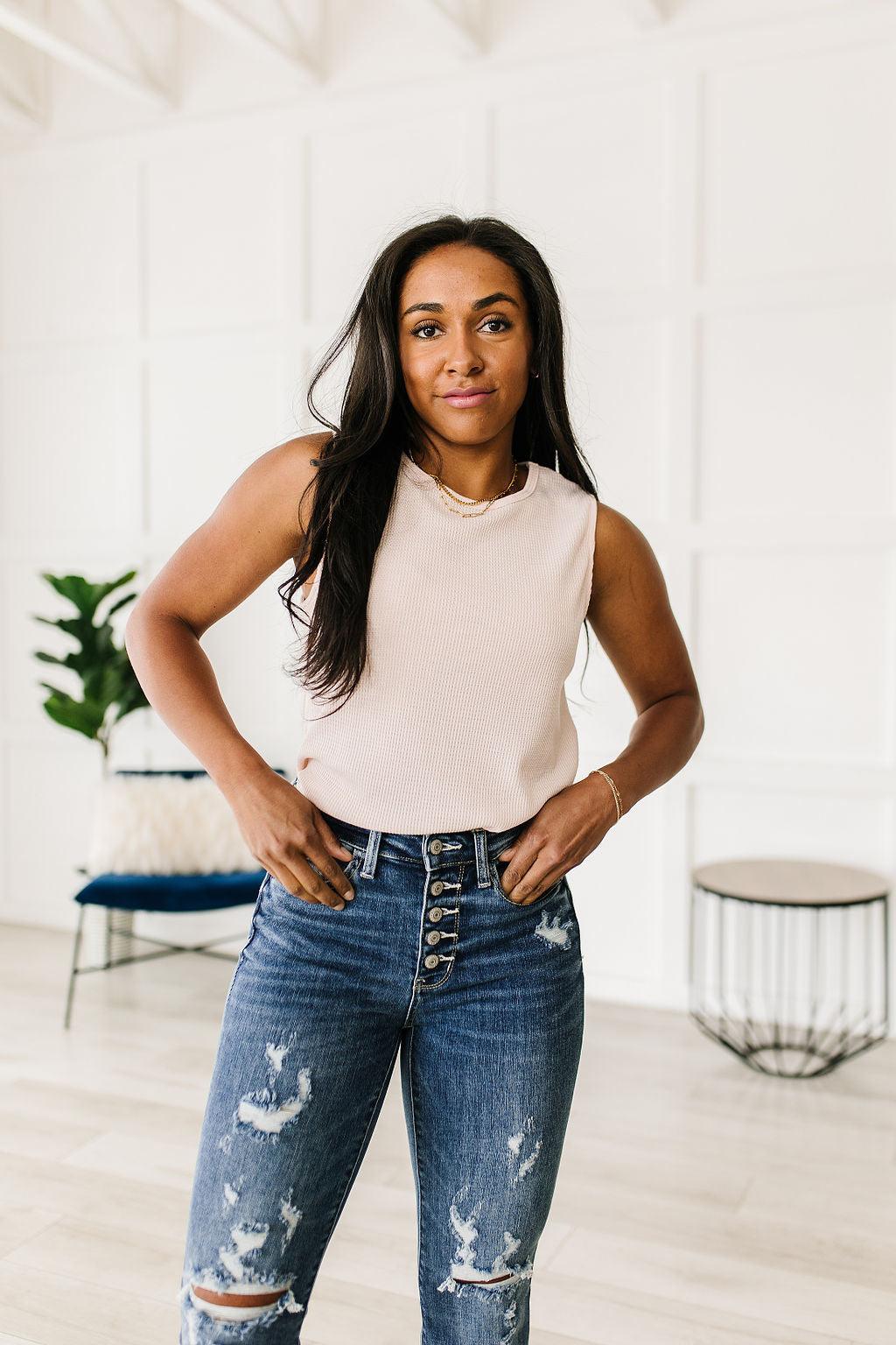 Susanna Waffle Knit Sleeveless Top - Waverly Paige Boutique