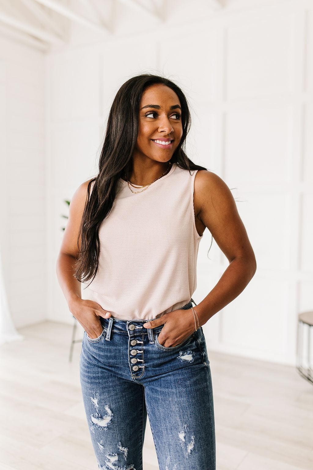 Susanna Waffle Knit Sleeveless Top - Waverly Paige Boutique