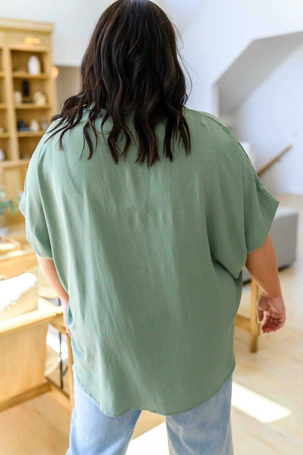 Sweet Simplicity Button Down Blouse in Sage - Waverly Paige Boutique