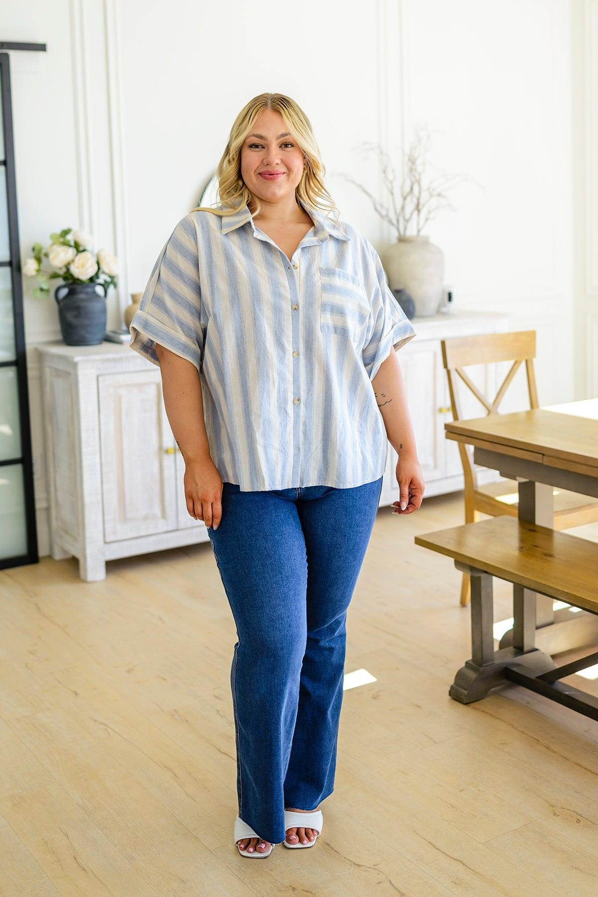 Tailored to Relax Striped Button Down - Waverly Paige Boutique
