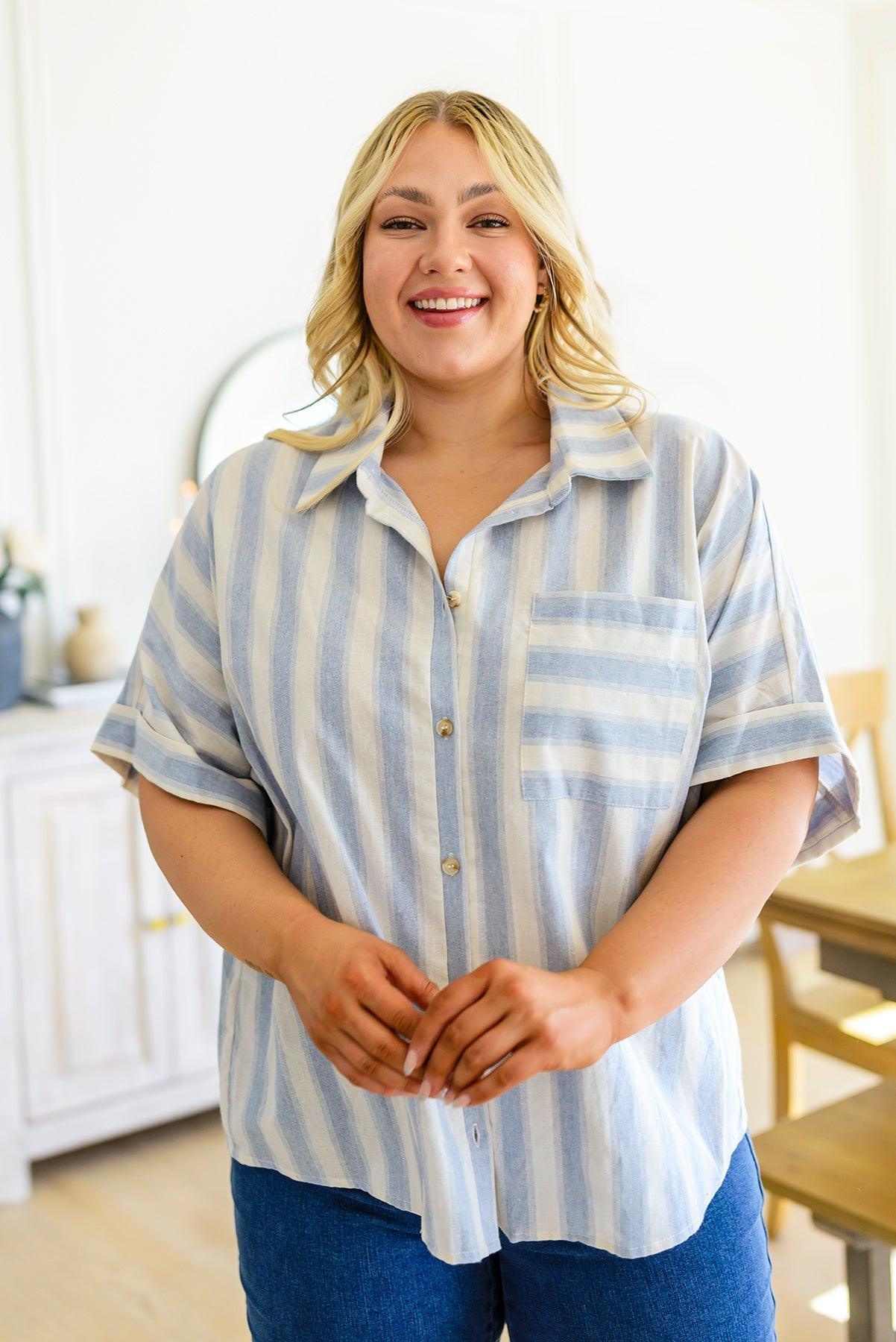 Tailored to Relax Striped Button Down - Waverly Paige Boutique