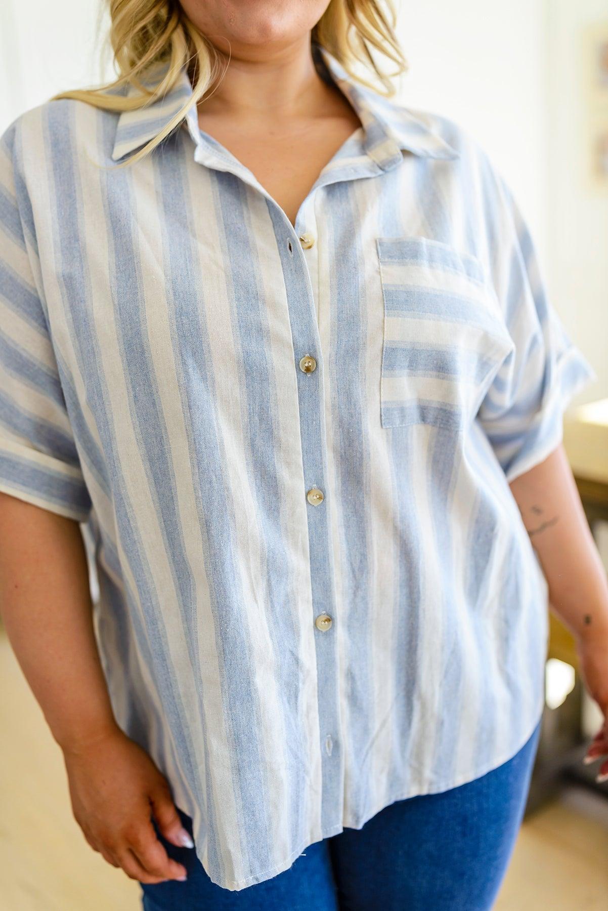 Tailored to Relax Striped Button Down - Waverly Paige Boutique