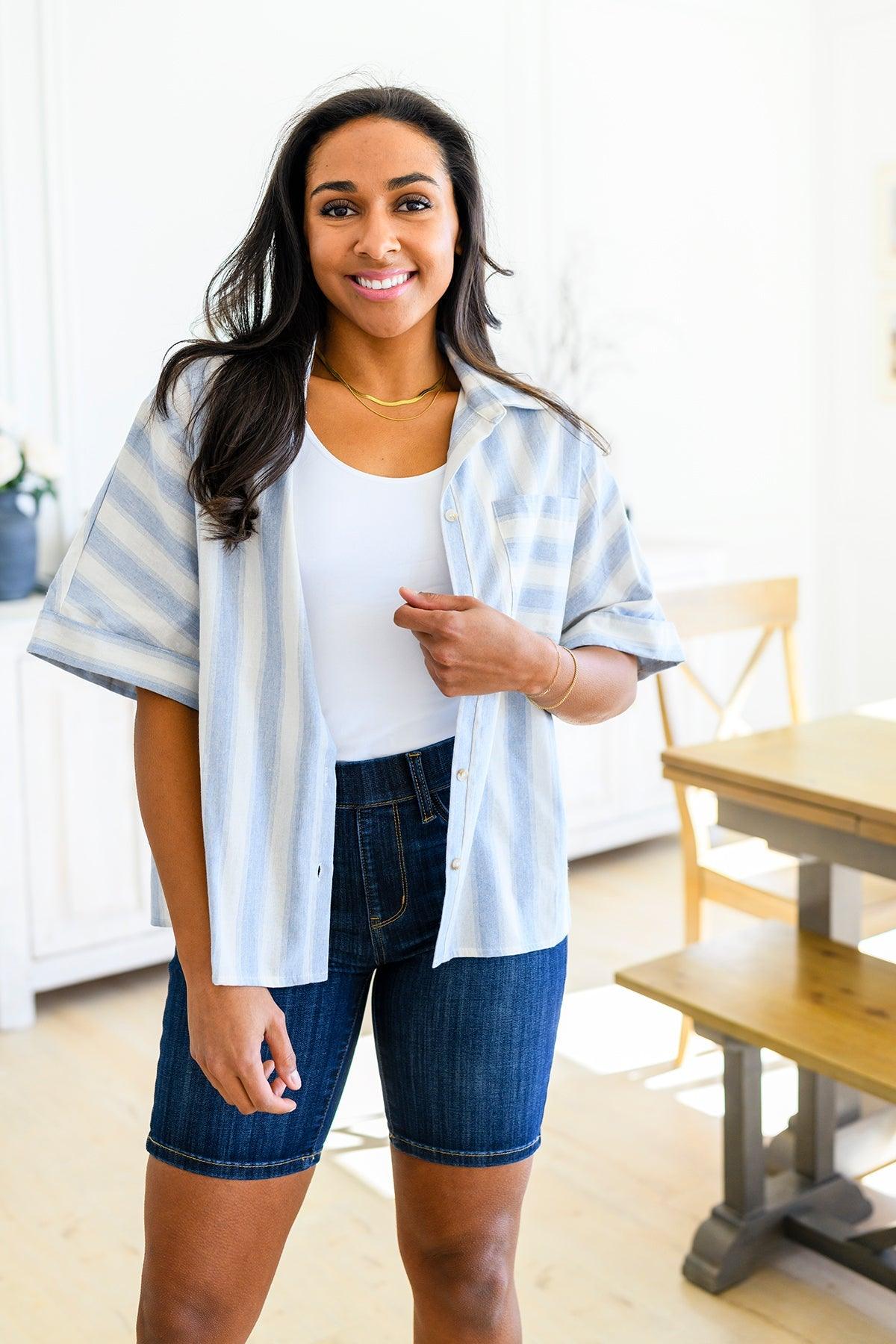 Tailored to Relax Striped Button Down - Waverly Paige Boutique