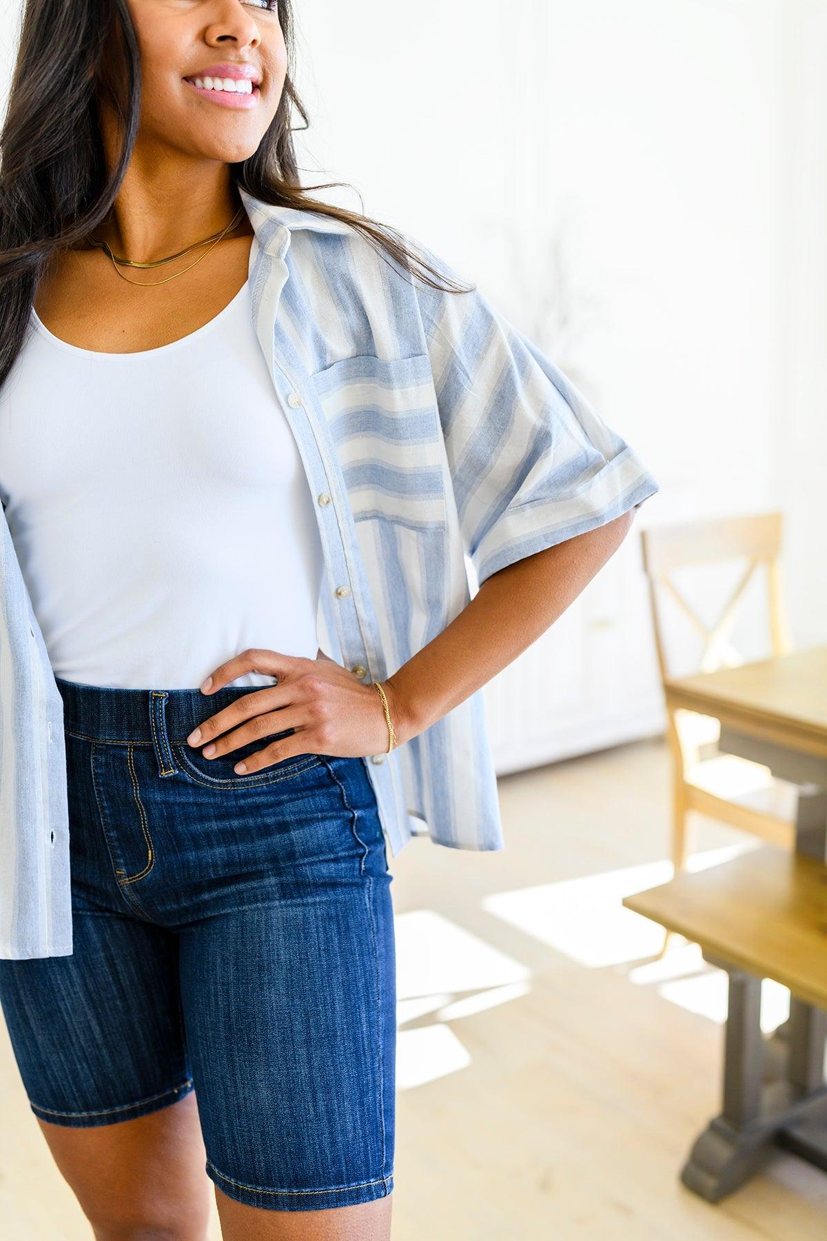Tailored to Relax Striped Button Down - Waverly Paige Boutique