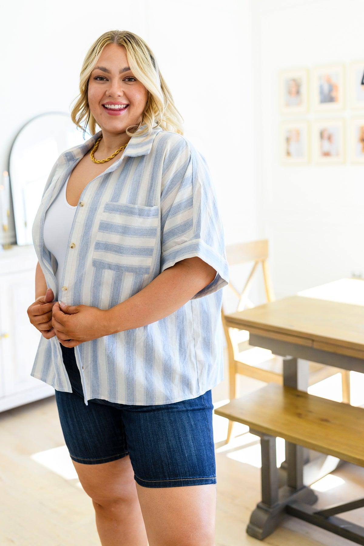 Tailored to Relax Striped Button Down - Waverly Paige Boutique