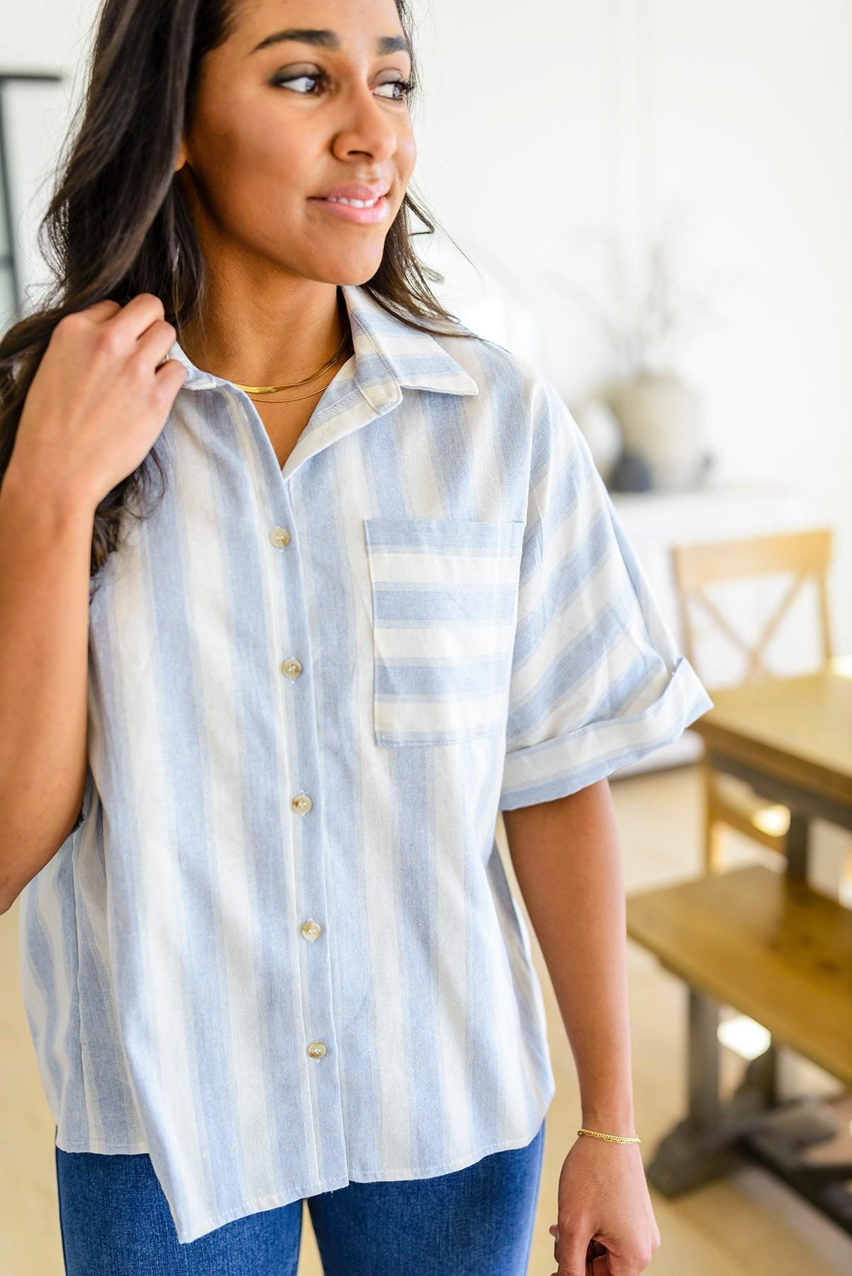 Tailored to Relax Striped Button Down - Waverly Paige Boutique
