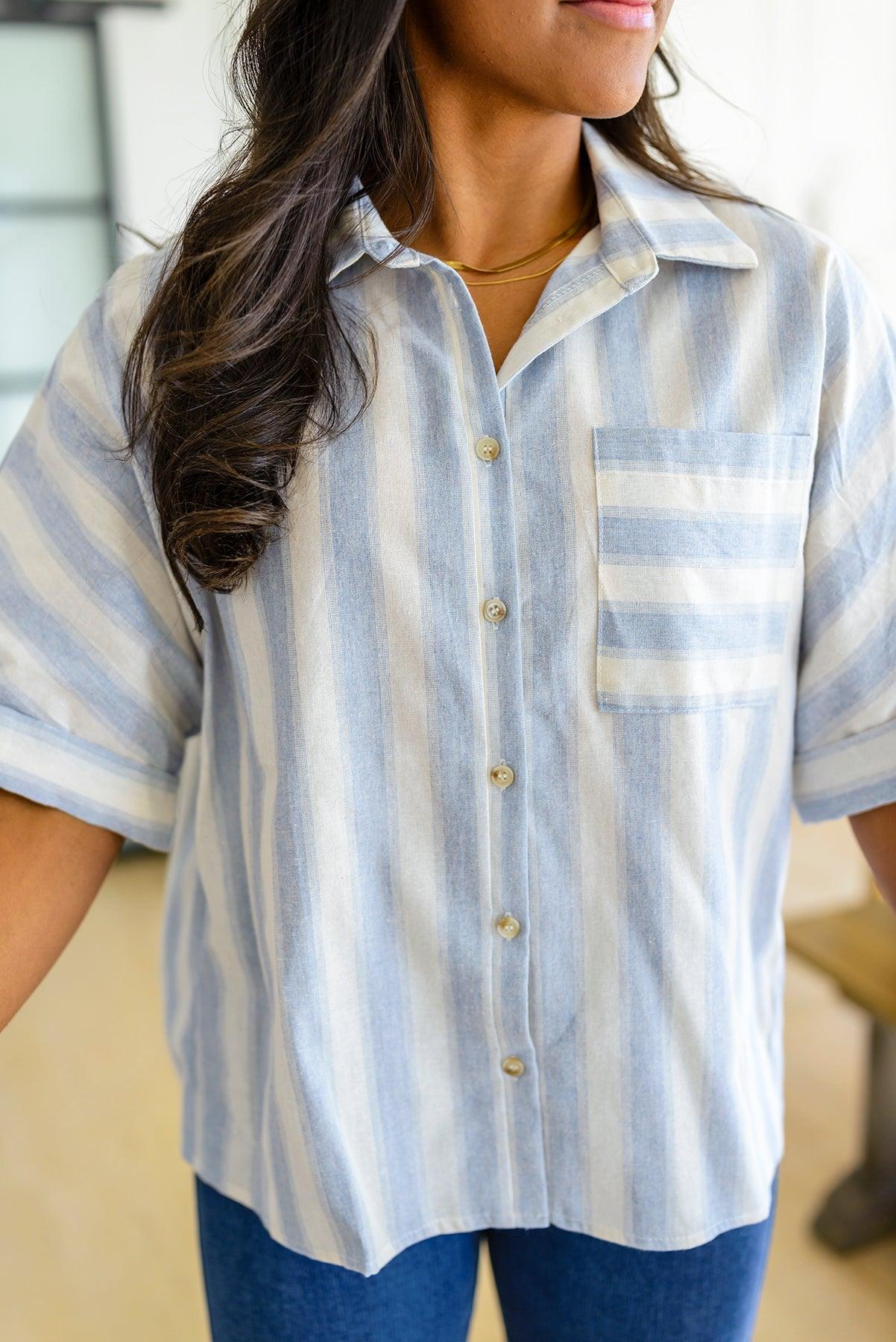Tailored to Relax Striped Button Down - Waverly Paige Boutique